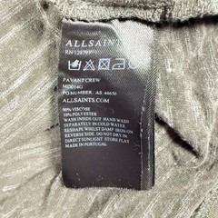 AllSaints Pavant Crew T-Shirt XL Olive Green Space Dye Paneled Slub MD014G