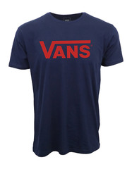 VANS MENS LOGO NAVY PREMIUM T SHIRT NEW