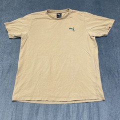 Puma Better Essentials T-Shirt Mens 2XL Beige Spell Out Graphic Everyday Wear