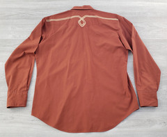 Vintage Stable Gear Western Pearl Snap Shirt L Rust Brown Cowboy Long Sleeve
