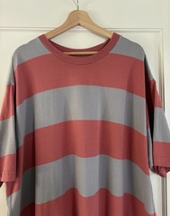 Vintage Levi’s XXL T-Shirt Wide Striped Cotton Tee Brick Red & Gray Relaxed Fit