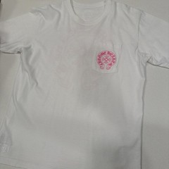 Chrome Hearts Horseshoe Plus Logo Pocket Short Sleeve Tee Shirt White Pink Large