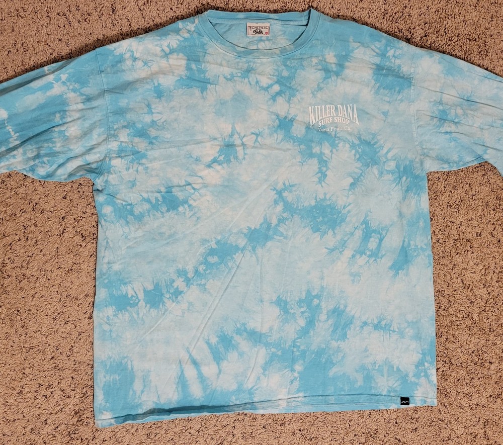 TECHSTYLES Killer Dana Surf Shop Tie-Dye Long Sleeve T-Shirt Men’s XXL Blue VTG