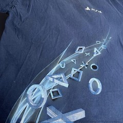 PLAYSTATION 4 PS4 GREATNESS AWAITS Men’s Promo Tee Size XL Navy Blue Game Stop