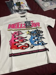 Hellstar Men’s White Graphic Logo Print Crew Neck Short Sleeve T-Shirt Size S