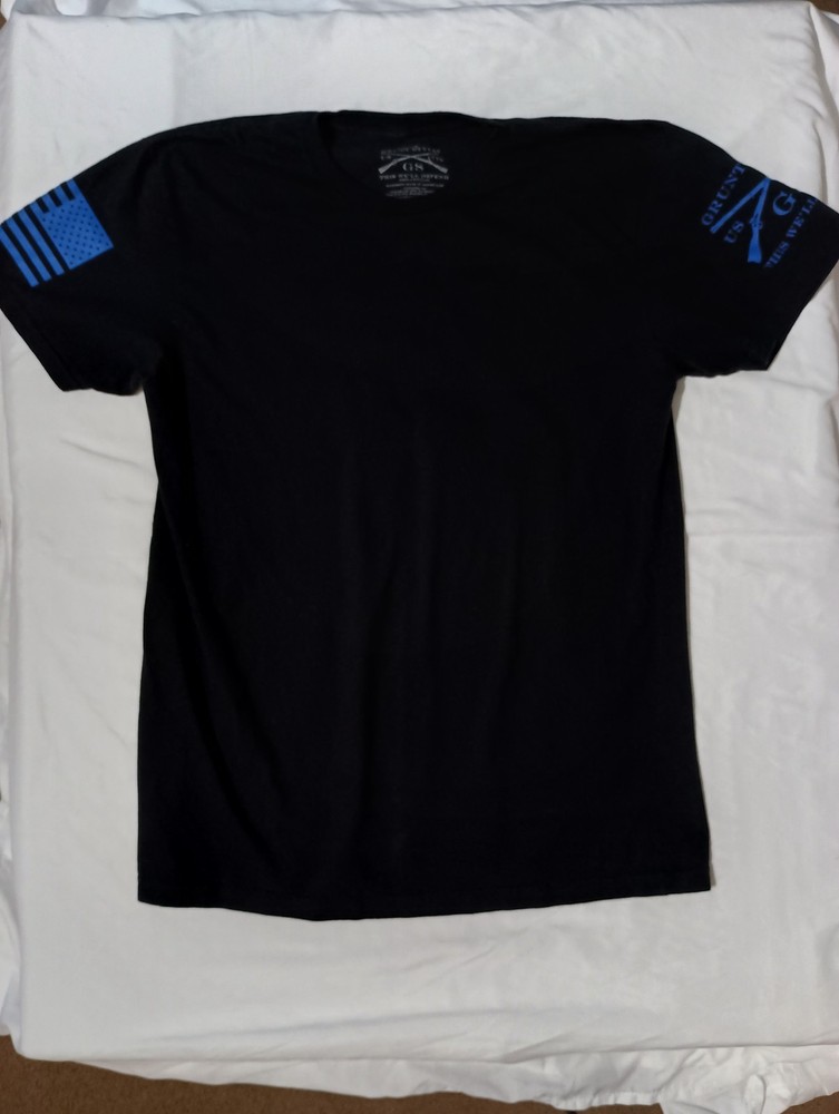 Grunt Style Mens Large Graphic Tee Black And Blue Short Sleeve