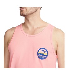 Chubbie’s Men’s Graphic Tank Top, Sky’s Out, Thighs Out, Color: Coral, Size M
