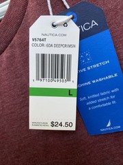 NEW Nautica Mens Crimson Red T-Shirt Large Crew Neck Short Sleeve NWT $24.50