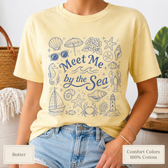Meet Me by the Sea Shirt, Coastal Comfort Colors Tee, Beach Graphic T-Shirt