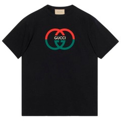 GUCCI Men’s Logo Printed T-Shirt Cotton Black Color Size S