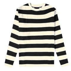 Mens Long Sleeve Stripe T-Shirt New Casual Classic Fit Crew Round Neck Tee Tops
