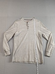 Weatherproof Men Shirt M Gray Henley Neck Long Sleeve Flat Front Pullover Tee
