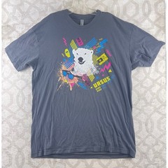 American Apparel Ursus Vodka Polar Bear 80s Retro Graphic T-Shirt Mens XL Grey