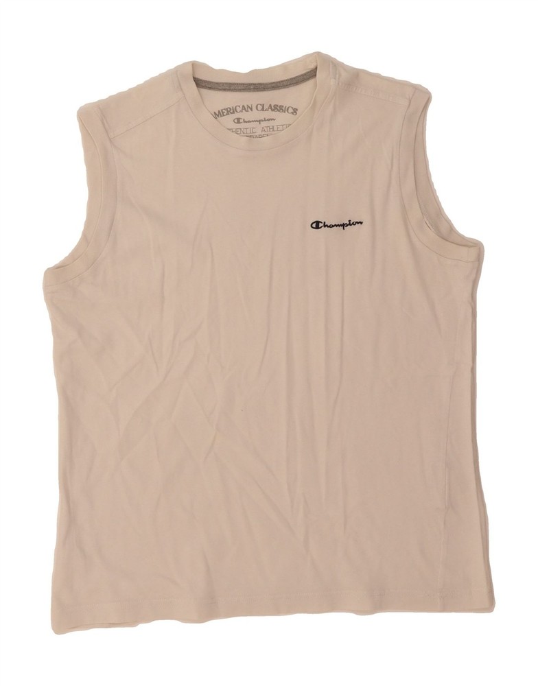 CHAMPION Mens Vest Top Medium Off White Cotton DW86