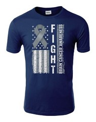 Fight Disease Brain Cancer Awareness USA Flag Ribbon Unisex Tee Tshirt