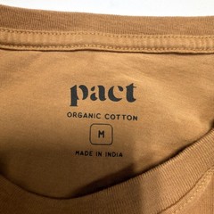 Pact Organic Cotton Essential Crew Neck T-Shirt Men’s Medium Tan Brown