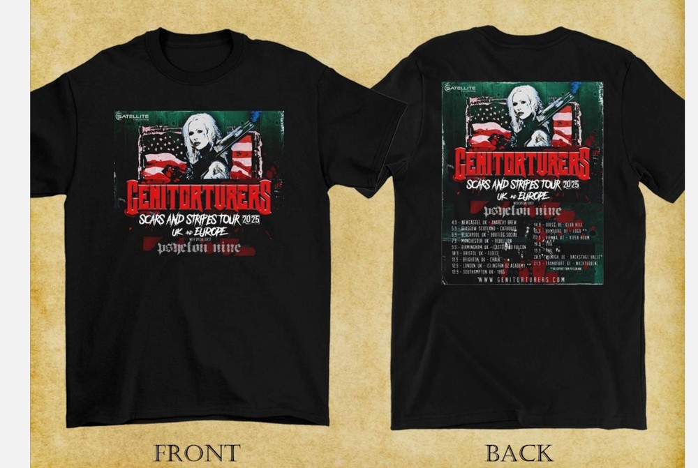 2 Sides Genitorturers Band 2025 EU & UK Tour Shirt Black Unisex S-45XL