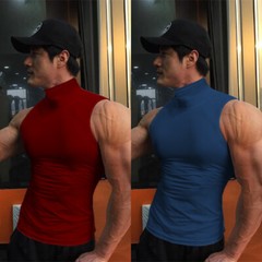 Men’s Sleeveless Turtleneck Tee Solid Tank T Shirt Thermal Pullover Top Slim Fit