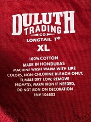Duluth Trading Co Men’s XL Longtail T Shirt /Pocket Long Sleeve Deep Red Cotton