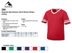 Augusta Sportswear Baseball Sleeve Stripe Jersey V-neck T-Shirt S-2XL M-360