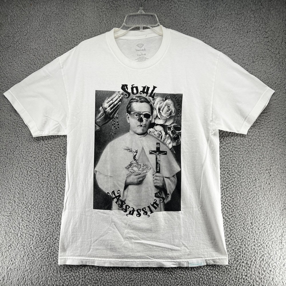 Diamond Supply Co Shirt Mens Large White Soul Assassins Graphic Tee Rare Art