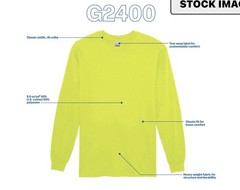 Gildan Ultra Cotton Men’s 2XL Long Sleeve Crew Neck Yellow Knit T-Shirts Qty 4