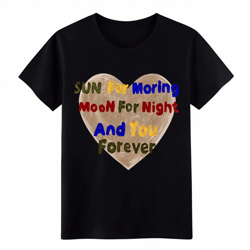 Hand Drawn Heart Love Quote “You Forever” Cute Cotton T-Shirt
