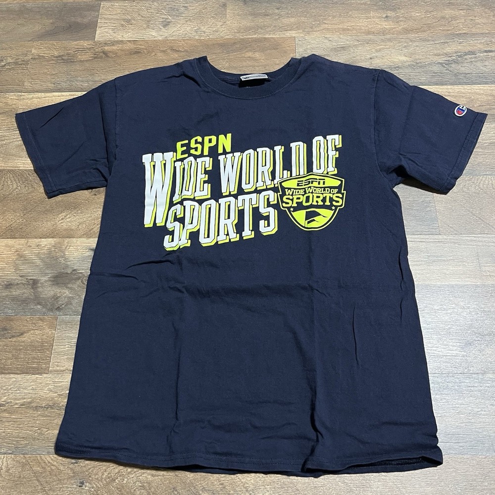 Walt Disney T-Shirt ESPN Wide World Of Sports Blue Adult Size M Medium Champion