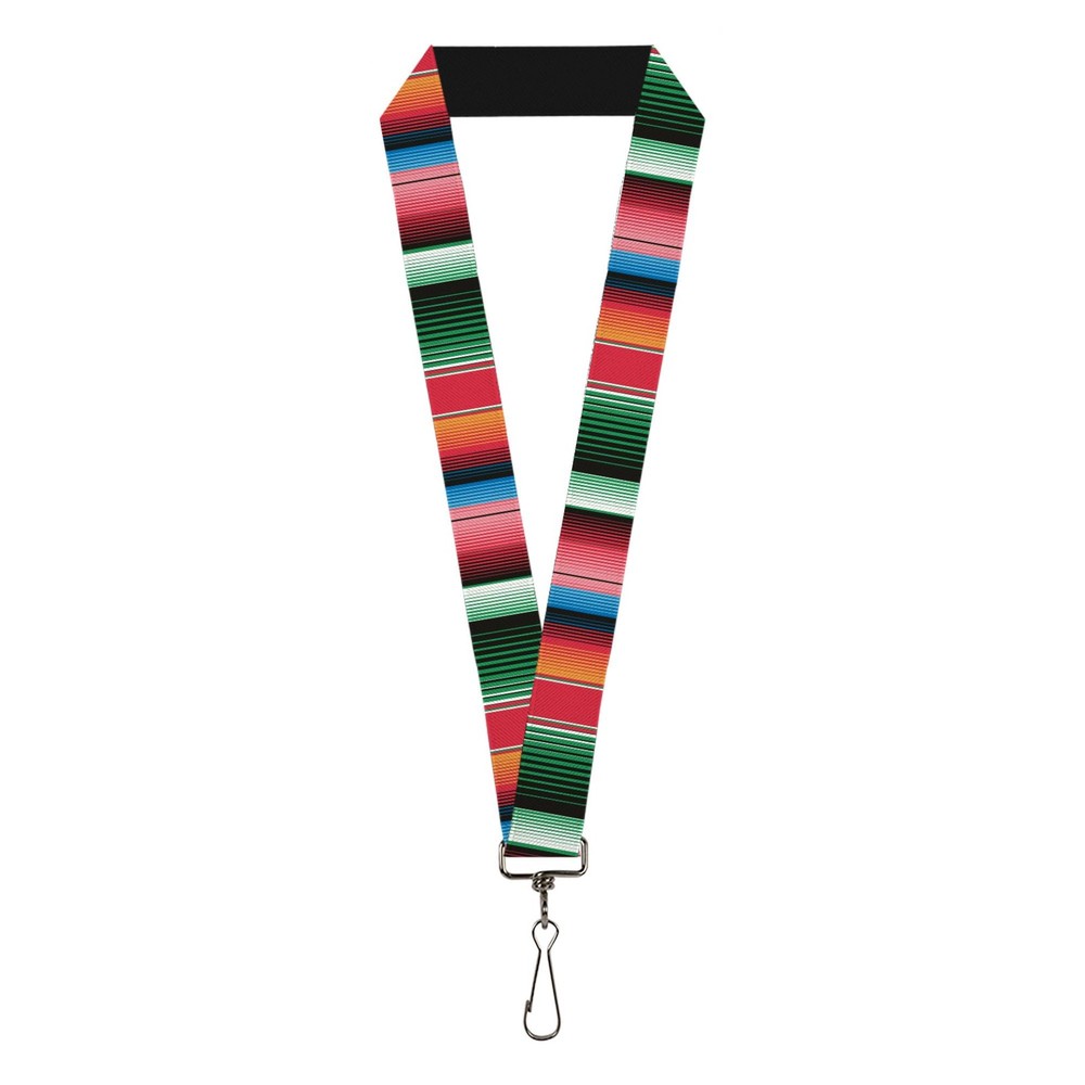 1.0 Inch Lanyard Zarape5 Vertical Multi Color Stripe ID Badge Holder Strap