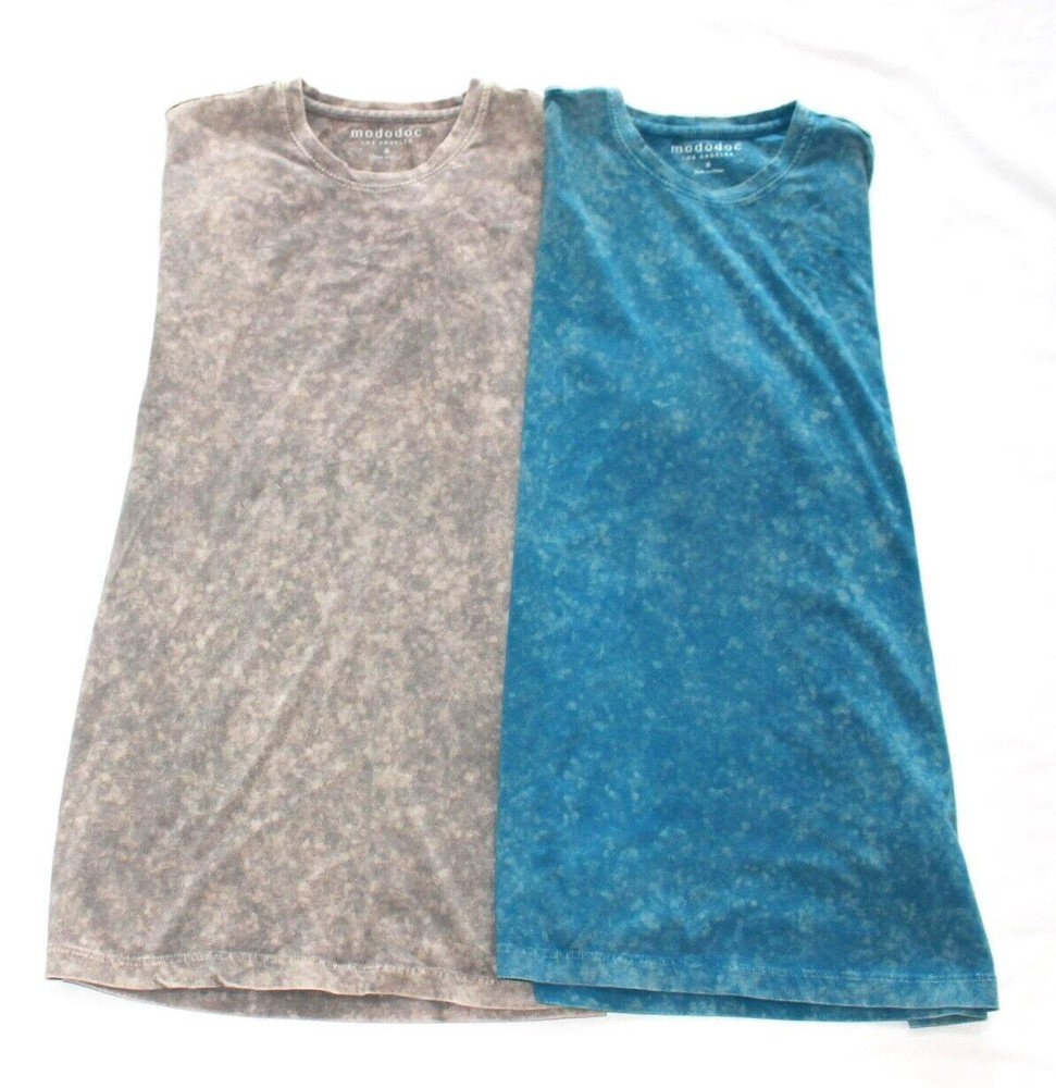 (2) New MODODOC Dyed T-Shirt Lot Gray Blue Men’s SMALL S Crewneck Cotton $130