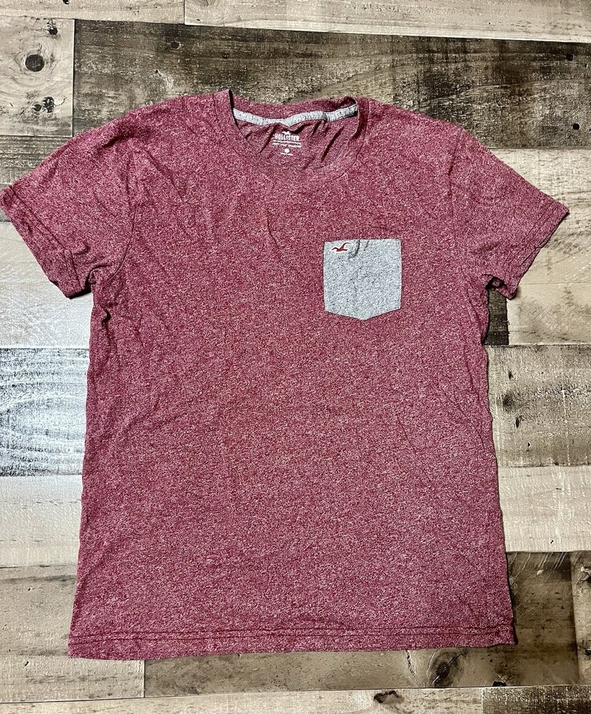 Hollister Must Have Collection Short Sleeve Men’s XS Pocket Burgundy