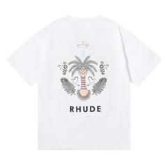 RHUDE Men Coconut Tree High Quality Leisure Cotton Short Sleeve T-Shirt M-2XL