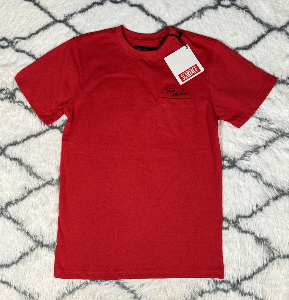 REASON Scarface Tony Montana Pocket Tee Shirt Red Men’s Size S *NEW* RARE
