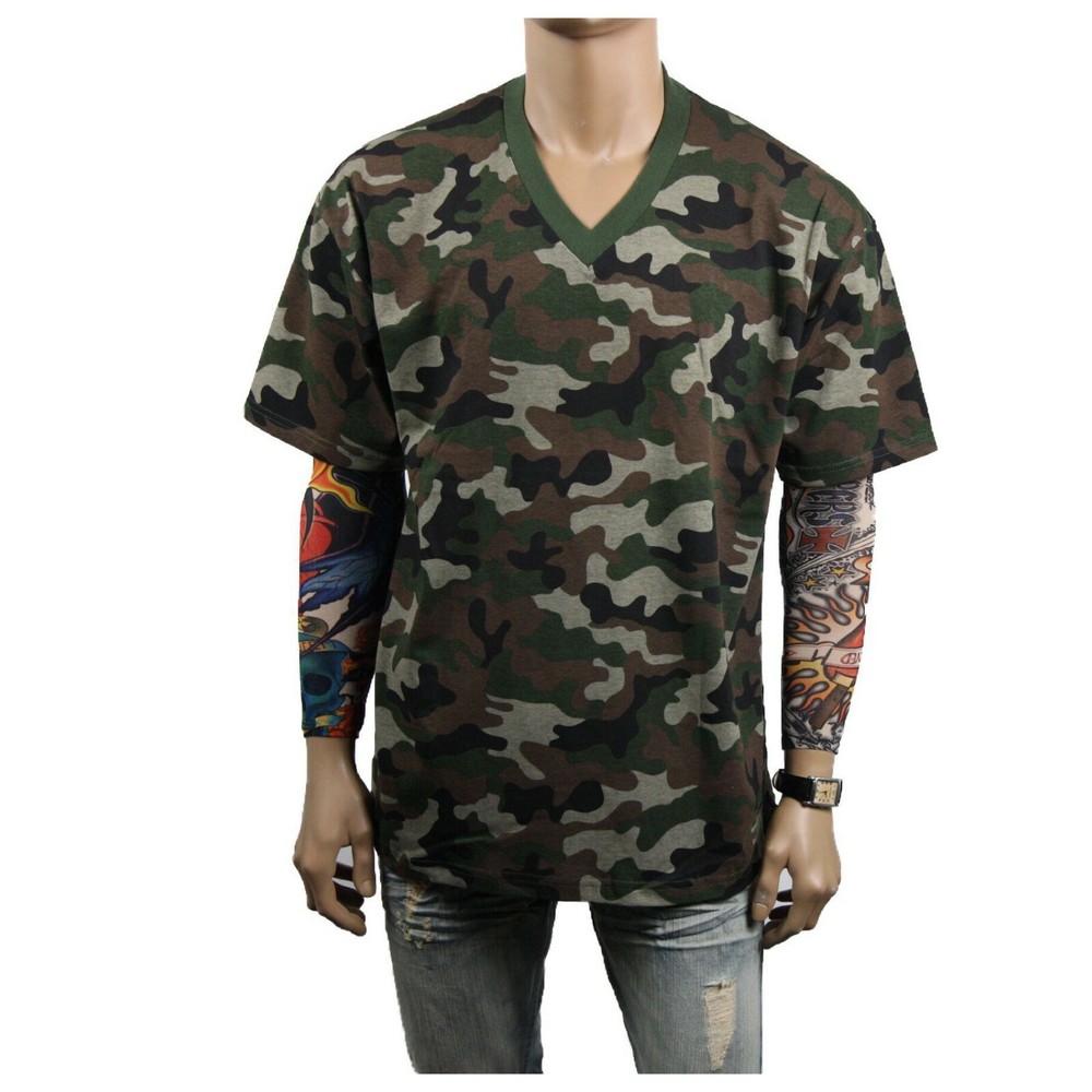Men T-Shirt Army Military Hunting Camo Hipster Casual T Crew Neck & V-Neck S-5X