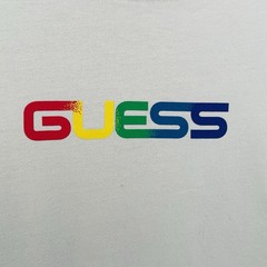 Guess x J Balvin Mens T-Shirt XL (44-46) 2020 Colores Smiley Rainbow Logo