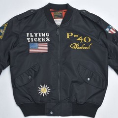 90s-00s VIP CLUB Flying Tigers P-40 Warhawk Embroidered Design MA-1 No Padding