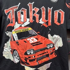 Rebellious Culture Men’s Black Tokyo Speed Demon Racing Graphic Crew Tee Size S