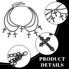 Gothic Cross Waist Chain Belt,Bohemian Layered Cross Belt for Women,Adjustabl…
