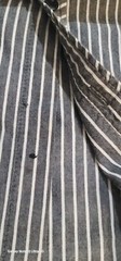 Seven Souls Striped White & Black Button Up Shirt Size Large With Patches