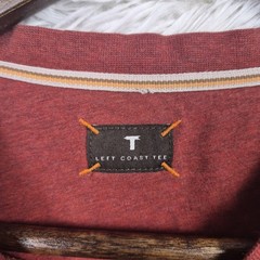 Left Coast Tee Shirt Heather Red Mens XL Casual Classic