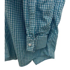 Stacy Adams Men`s Blue Size 17.5 34/35 Plaid Long Sleeve Button Up Shirt