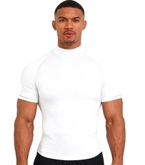 Men’s Compression Mock Turtleneck Short Sleeve Shirts High Neck Quickly Dry W…