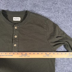 Taylor Stitch Shirt Mens Size 40 Medium Green Polycotton Long Sleeve Henley Prep