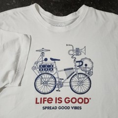 Life is Good Spread Good Vibes Crusher T Shirt Bike Bicycle Summer Casual XL