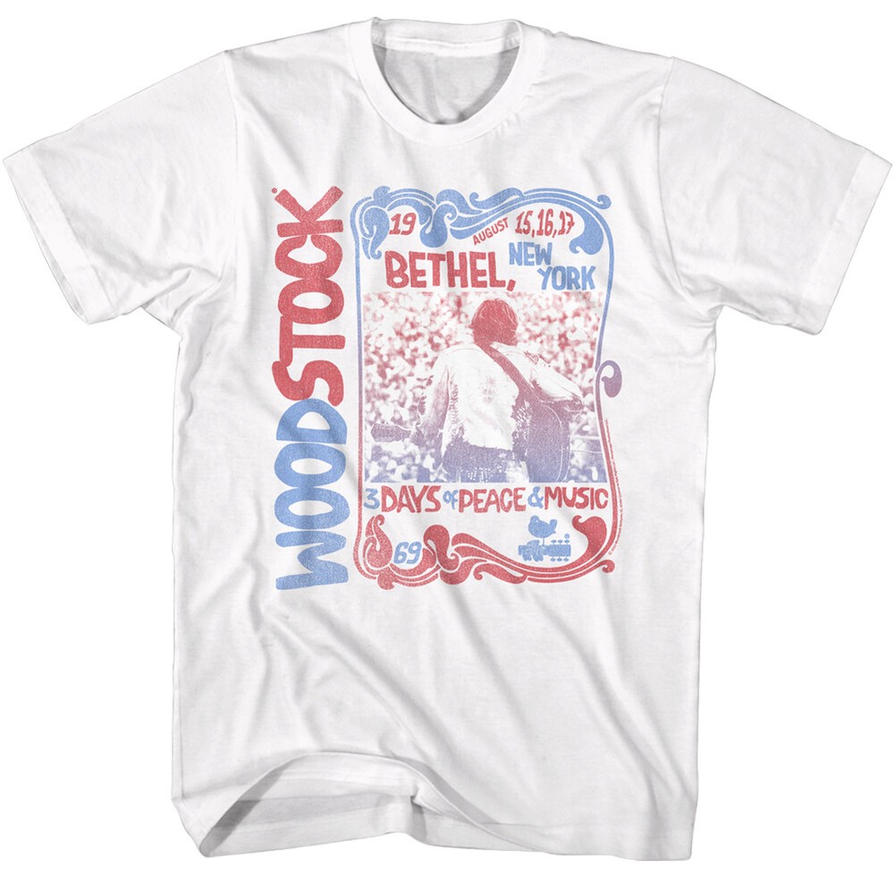 Woodstock Peace 69 Nouveau Border Men’s T Shirt Music Arts Fair Hippie Festival