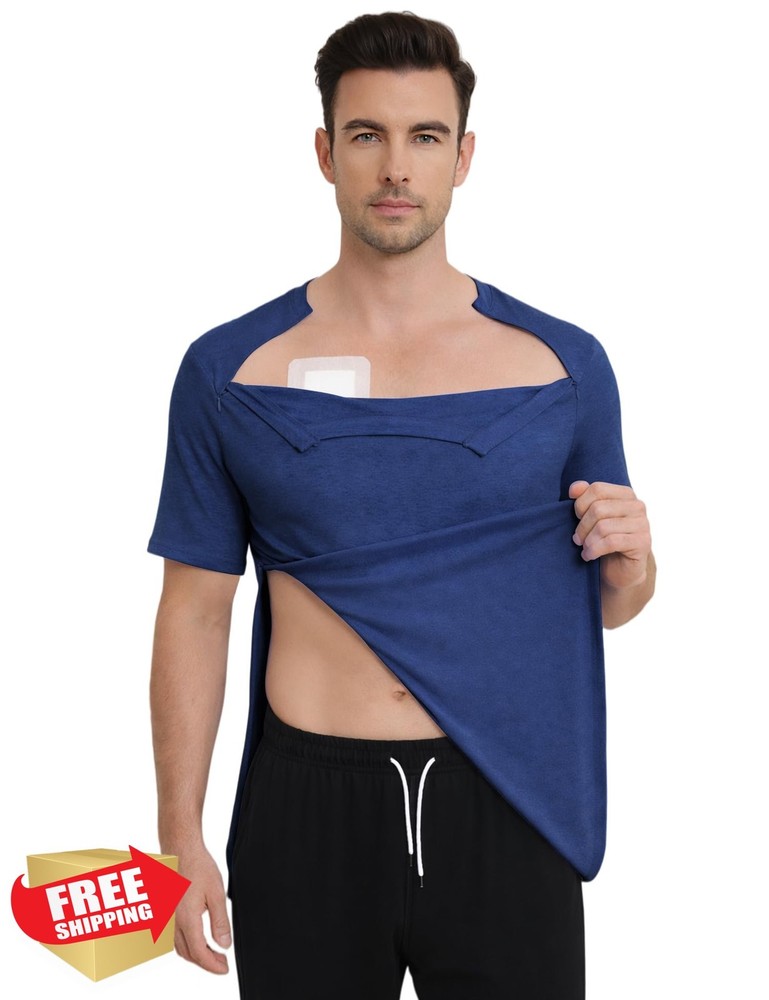 Mens Chemo Port Shirt Dual Hidden Zippers Adaptive Clothing