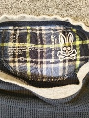 Psycho Bunny Waffle‑Knit Thermal Long Sleeve Shirt Medium Navy/Beige Embroidered