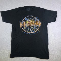 Def Leppard Band T Shirt Mens Medium Black Graphic Rock Heavy Metal 100% Cotton