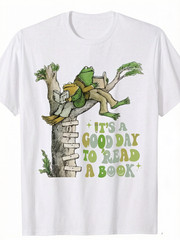 Men’s “It’s A Good Day to Read a Book” Retro Frog & Toad Graphic T-Shirt – 100%