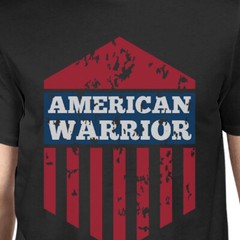 American Warrior Tee Mens Black Cotton Tshirt American Flag Shirt